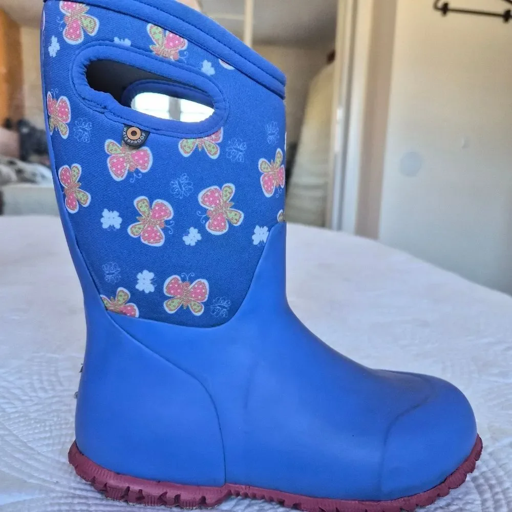 VGUC Bogs Durham Butterfly Kids Winter Waterproof Boots - Size 2